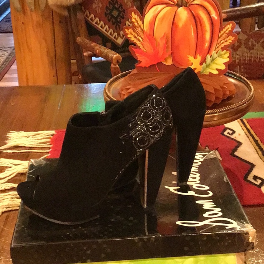 Gorgeous Black Suede Beaded Holiday Heel by Sam Edelman